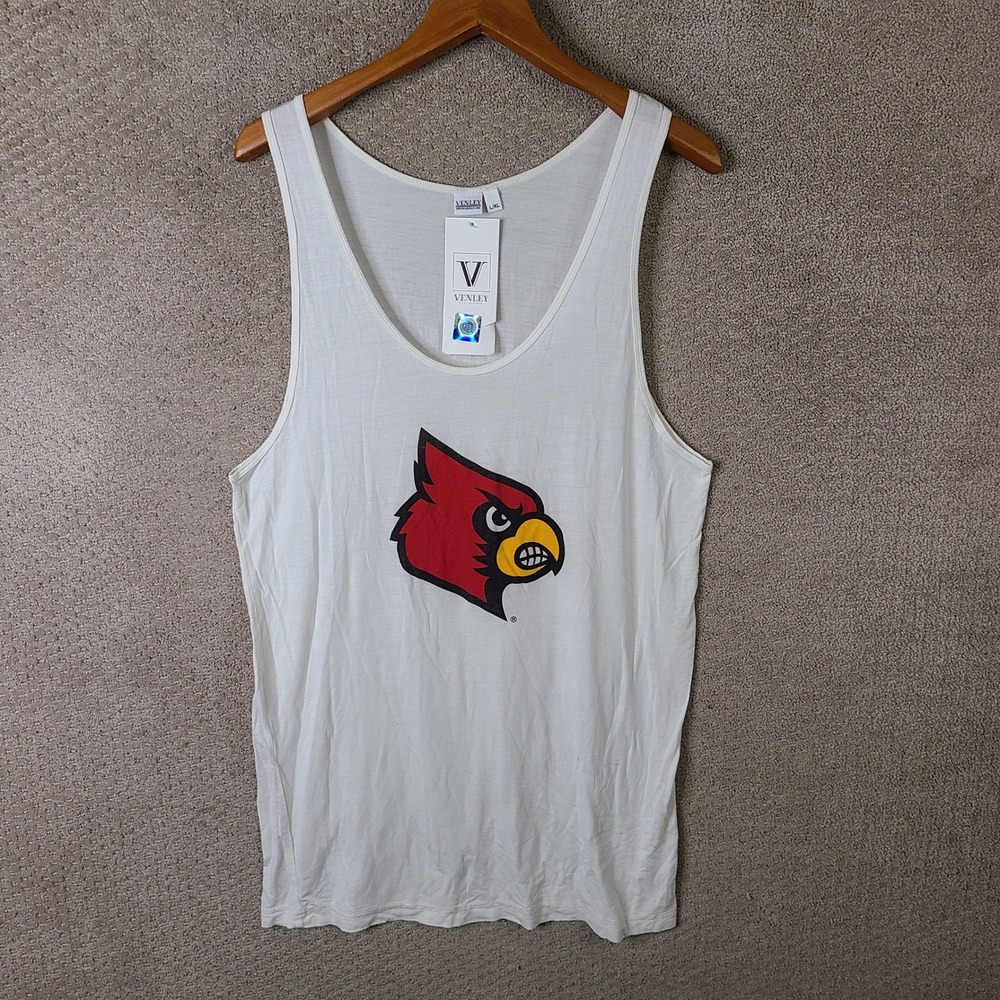 Venley Tank Womens L/XL White Louisville Cardinals Oversized Modal Shirt Stretch
